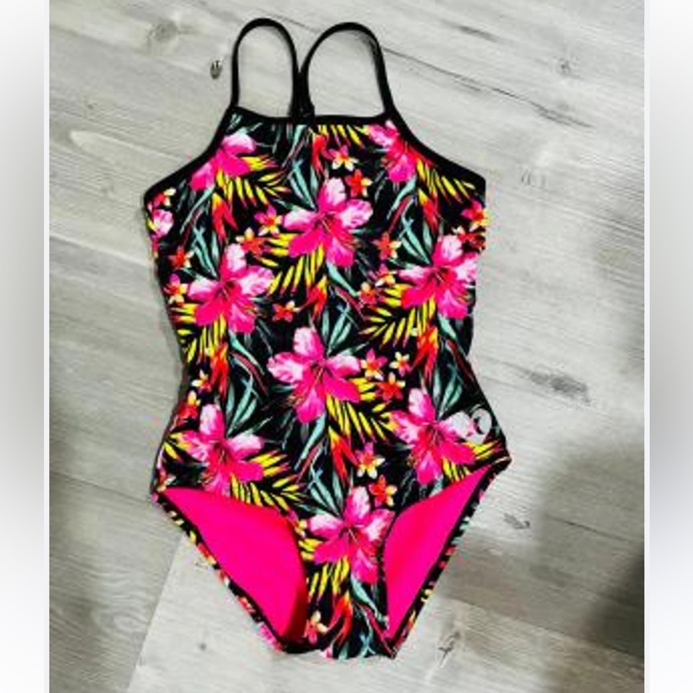 Hurley Girls' One-Piece Swimsuit black (hyper pink)